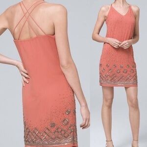 WHBM Embellished Coral Sleeveless Dress size L